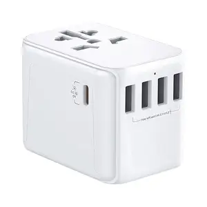 OSWELL type c universal wall charger us eu worldwide multi plug converter travel power adapter with 4 ultra-fast usb ports