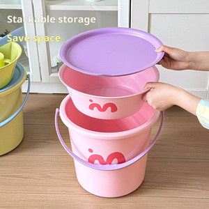 Kleurrijke 3-delige Emmerset Voor Slaapzalen Met Wastafel En Mok, Draagbare Toiletpakket Voor Schoolbenodigdheden Voor Studenten - Product Image 1