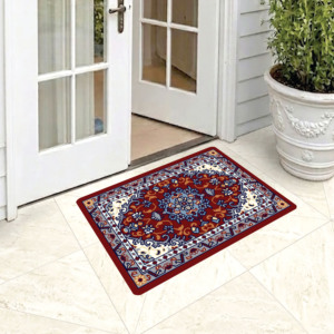 Tapis de porte en polyester durable, moderne, fabriqué à la machine, antidérapant, anti-allergique, à poils moyens, pour entrée intérieure - Product Image 1