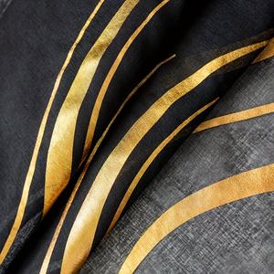 Cortinas transparentes con estampado de ondas de agua, diseño en <span class=keywords><strong>blanco</strong></span> <span class=keywords><strong>y</strong></span> negro con estampado en caliente dorado/plateado, tratamiento de ventana elegante para decoración del hogar - Product Image 3