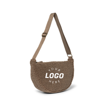 Sac à bandoulière portable en polaire sherpa imperméable, style robe demi-lune, avec logo personnalisé, idéal pour l'hiver et confortable
