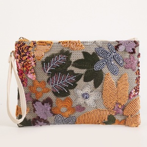 Custom Summer Women Portable Straw Woven <b>Handbag</b> Floral Embroidered Colorful <b>Sequin</b> Banquet Bag Vintage Envelope Bag - Product Image 6