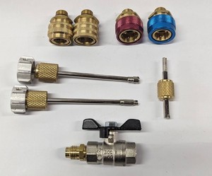 Juego de herramientas combinadas de primera calidad para remover e instalar válvulas de refrigerante dobles R134a R1234yf para acoplador rápido - Product Image 2
