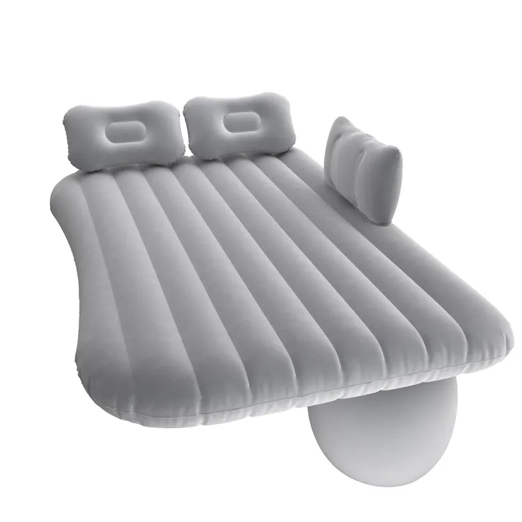 Space saving portable Inflatable car bed flocked surface inflatable air mattress for back seat travelling