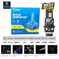 Phares de voiture à LED SunRise série D D2R 12V 90W 4500LM 6500K IP67 étanches avec système de refroidissement Canbus Plug&Play, ajustement universel