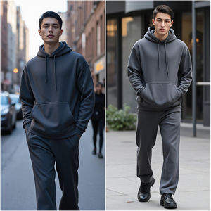 Sweat à capuche surdimensionné fait sur mesure en coton brodé à manches longues et respirant Streetwear écologique pour la mode automne hiver - Product Image 1