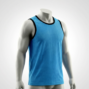 Men's Blue <b>Mesh</b> Tank Top Round Neck Sleeveless Breathable Regular Fit All Seasons 100% Polyester Solid Color - Product Image 1