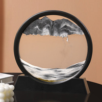 Vente chaude usine : Lampe de table sablier en verre rond avec sable mouvant 3D vert, paysage marin profond, peinture plastique