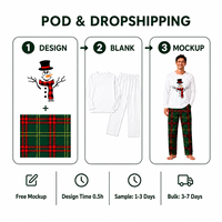 Ensemble de pyjamas de Noël personnalisés blancs à manches raglan avec motif bonhomme de neige pour toute la famille, en polyester, pour hommes, femmes et enfants, livraison directe, POD, MOQ 1 pièce
