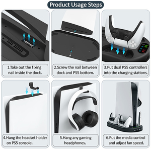 Station de charge et de refroidissement de contrôleur de haute qualité avec réglage du vent ultra-silencieux à <span class=keywords><strong>quatre</strong></span> vitesses pour <span class=keywords><strong>PlayStation</strong></span> 5 - Product Image 5
