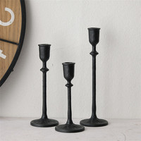 Ensemble de 3 bougeoirs en fonte noire mate, style industriel vintage, pour centre de table de mariage et décoration intérieure