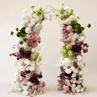Arche florale en corne rose, verte et blanche PPS en promotion pour décor de scène de mariage et événements, arche florale artificielle en forme de corne