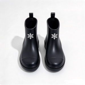 Bottes d'hiver pour femmes, bottines en PVC à imprimé flocon de neige, imperméables, bout rond, pour temps froid, logo personnalisé, marque privée - Product Image 1