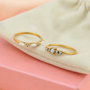 Factory Wholesale Stainless Steel Jewelry Gold <strong>Ring</strong> Tarnish Free <strong>Moonstone</strong> <strong>Ring</strong> Natural Ethiopian Opal Gemstone <strong>Ring</strong> - Product Image 1