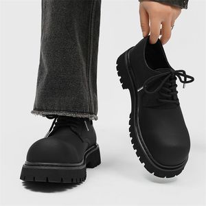 Zapatos Derby para Hombre, Negros, con Punta Redonda Elevada, Suela Gruesa, Cómodos, de Alta Gama, Casuales, para Todas las Temporadas - Product Image 5
