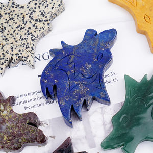 Recién llegado, losas de cabeza de cristal <span class=keywords><strong>Wof</strong></span>, artesanías de piedras preciosas Fengshui, adornos de lapislázuli granate tallados a mano para regalo de meditación - Product Image 3