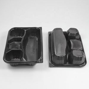 Boîte à lunch jetable en plastique PP à 4 compartiments, conteneur alimentaire pour plats à emporter, nouilles, sandwichs, pizzas, fabricant - Product Image 1