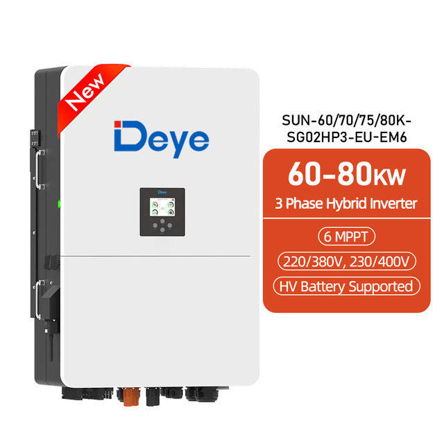 Deye Solar Lithium Battery Storage Inverter 3 Phase 400V 60KW 75KW 80KW in Parallel for Industrial & Commercial Power Stations