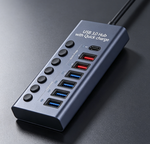 <span class=keywords><strong>Hub</strong></span> USB multifonction à faible latence, 4 ports de données USB 3.0 et <span class=keywords><strong>2</strong></span> ports de charge USB 1 Type-C pour périphériques de simulateur de conduite - Product Image 1