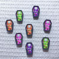 Molde de silicona 3D para ataúd de fantasma de Halloween, fabricado en China, directo de fábrica, en stock, paquete individual, para abalorios focales DIY
