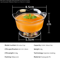 Gobelet à dessert transparent en PS en forme de fleur, bordure pétale de lotus, 110 ml (3 oz), pour mousse, pudding, gelée, idéal pour hôtels et fêtes, moulé par injection