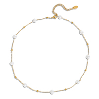 Collier de perles simulées pour femme, plaqué or, anti-ternissement, hypoallergénique, tendance, cadeau chic pour anniversaire, mariage