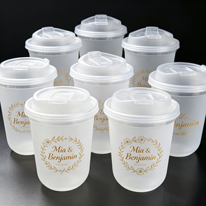 แก้วกาแฟพลาสติกแบบใช้แล้วทิ้ง ขนาด 8oz 10oz 12oz 16oz 20oz 22oz 24oz ผนังเดี่ยว ปั๊มร้อน พิมพ์โลโก้ตามสั่ง พร้อมฝาปิด รีไซเคิลได้ - Product Image 1
