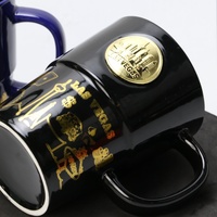 Tasse à boisson en céramique de luxe plaquée or personnalisée, souvenir parfait pour les touristes de Dubaï, Qatar, Las Vegas, avec logo personnalisé