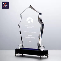 Nouvelle conception de plaque en cristal avec impression de lettres, trophée transparent fait main et écologique avec base noire pour la rentrée scolaire