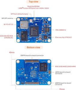 AIsmartlink Pi CM4 4 Go avec 32 Go de mémoire EMMC Flash RK3566 Quad <span class=keywords><strong>Core</strong></span> 64 bits, ordinateur monocarte, module de calcul 4 4G32G 1,8 GHz - Product Image 3