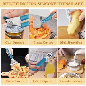 Cooking Kitchen Utensils Set <b>Silicone</b> Kitchenware Set Stainless Steel <b>Silicone</b> Kitchen Utensils Set with Holder - Product Image 4