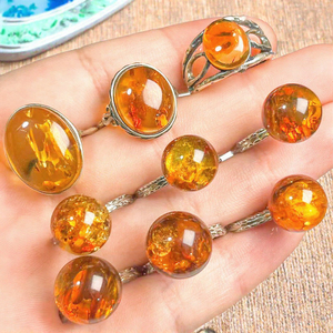 Nuevo Anillo de Lujo Kindfull de Alta Calidad con Gema Natural de Ámbar Pulido Redondo para Regalo de Joyería - Product Image 3