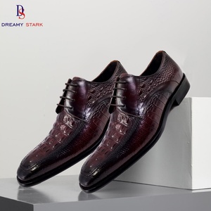 Chaussures habillées décontractées pour hommes en cuir véritable à lacets, mocassins et richelieus, à motif spécial pour affaires et mariages - Product Image 6