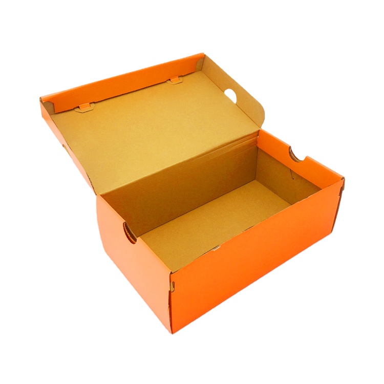 Caja de zapatos con logotipo personalizado, embalaje de zapatos corrugados, color Naranja