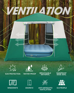 Carpa Inflable de Lujo Grande para 6-8 Personas, Impermeable, Resistente al Viento, Fácil de Instalar, Carpa Familiar Grande - Product Image 5