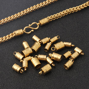 Cierre de cadena cilíndrico de acero inoxidable chapado en oro para pulsera, collar, accesorios de bricolaje. - Product Image 1