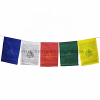 Mini Drapeaux de Prière Tibétains Cheval du Vent - Drapeaux Bouddhistes Tibétains Faits Main en Coton avec Poignée en Corde, Impression Multicolore pour