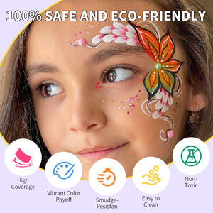 Peinture corporelle professionnelle lavable, couleurs non toxiques, activée à l'eau, peinture faciale arc-en-ciel en gâteau séparé, vente chaude - Product Image 2
