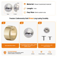 Rivets Métalliques Personnalisés 6mm à Tête Champignon pour Décoration de Vêtements en Cuir, Rivets Ronds Brillants Argentés de Haute Qualité pour Vêtements