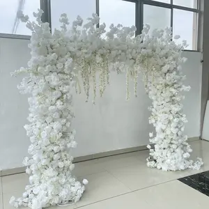 Arceau de fleurs en soie blanche artificielle KL-SFA002 en gros arc de mariage décoration de fleurs arrangement d'arc de fleurs carrées