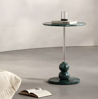 Table console moderne de luxe en pierre naturelle avec base en acier inoxydable, taille et couleur personnalisables pour salon