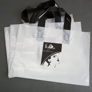 Bolsas de plástico personalizadas con asa para compras, con logotipo y texto impreso