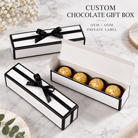 Emballage cadeau en chocolat quatre pièces, ruban noir, nœud, carton personnalisé imprimé, couvercle à charnière, boîte pliante