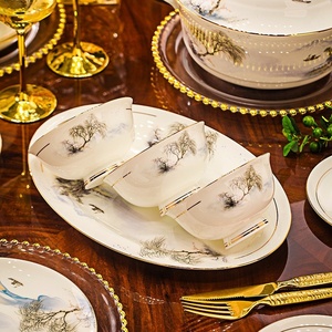 Service de vaisselle en céramique Jingdezhen, vaisselle et articles de table en porcelaine osseuse chinoise neuve, vaisselle de déménagement - Product Image 4