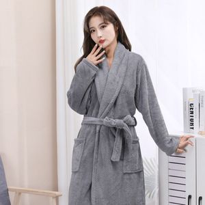 Peignoir <span class=keywords><strong>de</strong></span> luxe en velours corail sur mesure, épais, rose, pyjama à manches longues, peignoir pour adultes, hommes et femmes, serviettes <span class=keywords><strong>de</strong></span> <span class=keywords><strong>bain</strong></span> - Product Image 5