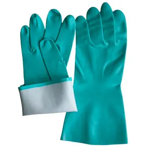Бесплатный образец зеленые защитные нитриловые перчатки для промышленных