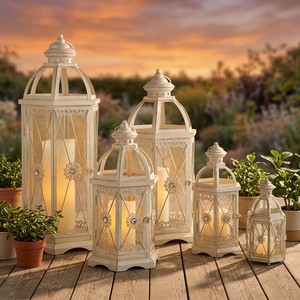 LED Flameless Black & White Candle Lanterns Indoor & <b>Outdoor</b> <b>Plastic</b> Decorative Lights for Home Decor - Product Image 3