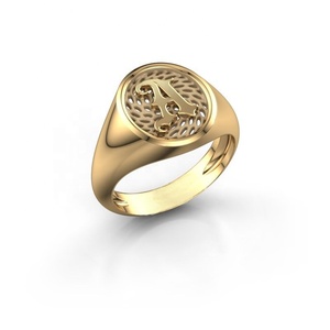 Custom Real Gold Plated Fashion Unique Design Jewelry Letter a Signet Men <strong>Ring</strong> - High <strong>Thickness</strong> Plating - Long Wear - Product Image 1