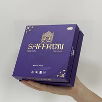 Conception personnalisée Emballage de luxe imprimé en or Boîtes en papier violet amovibles Boîte cadeau 2 pièces avec couvercle et col