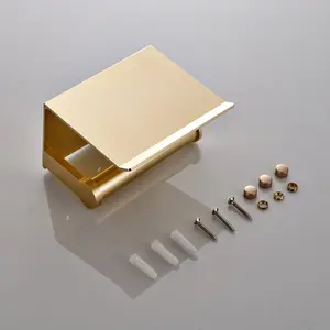 Ruimte Aluminium Zelfklevende Gouden Toiletpapierhouder Met Plank Toiletpapierrolhouder Toiletrolhouder